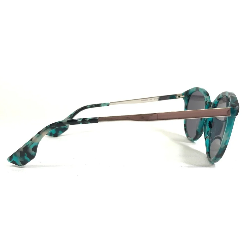 McQ Sunglasses MQ0069S 003 Blue Silver Tortoise Round Frames with Blue Lenses
